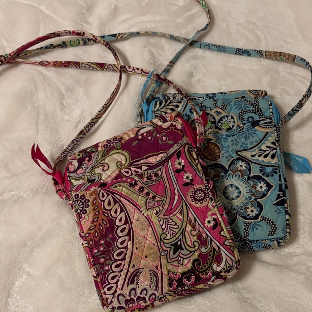 Vera Bradley Pink and Blue Paisley Crossbody Bags - Picture 2 of 4